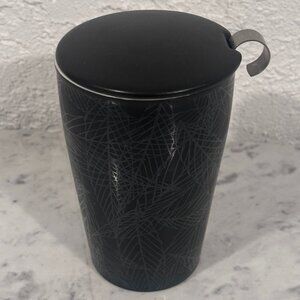 🖤✨ Tea Forte Porcelain Tea Mug w/ Infuser & Lid – Black – Modern Minimalist ✨🖤